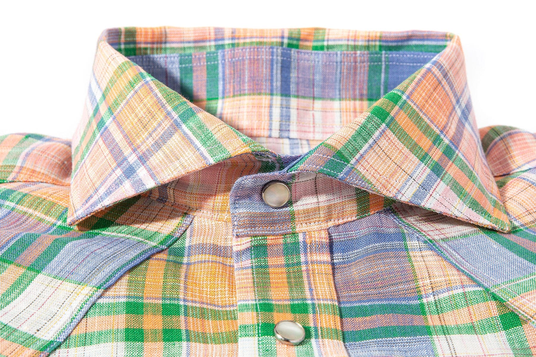Western Linen In Orange Purple and Green - Image 2
