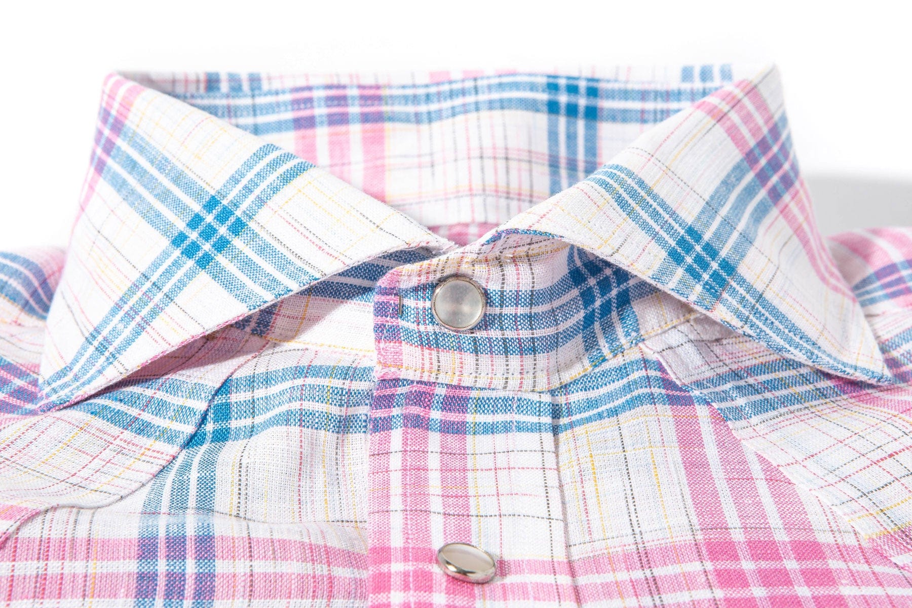 Western Linen In Pink Blue and White - Image 3