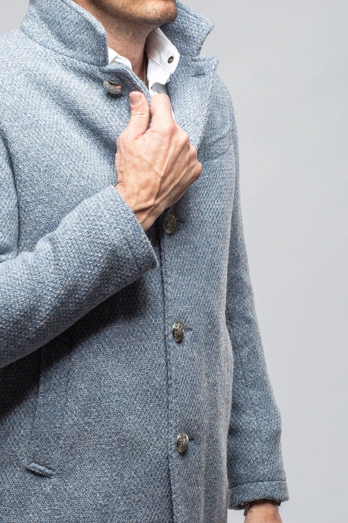 Weyburn Knit Coat In Light Blue - Image 2