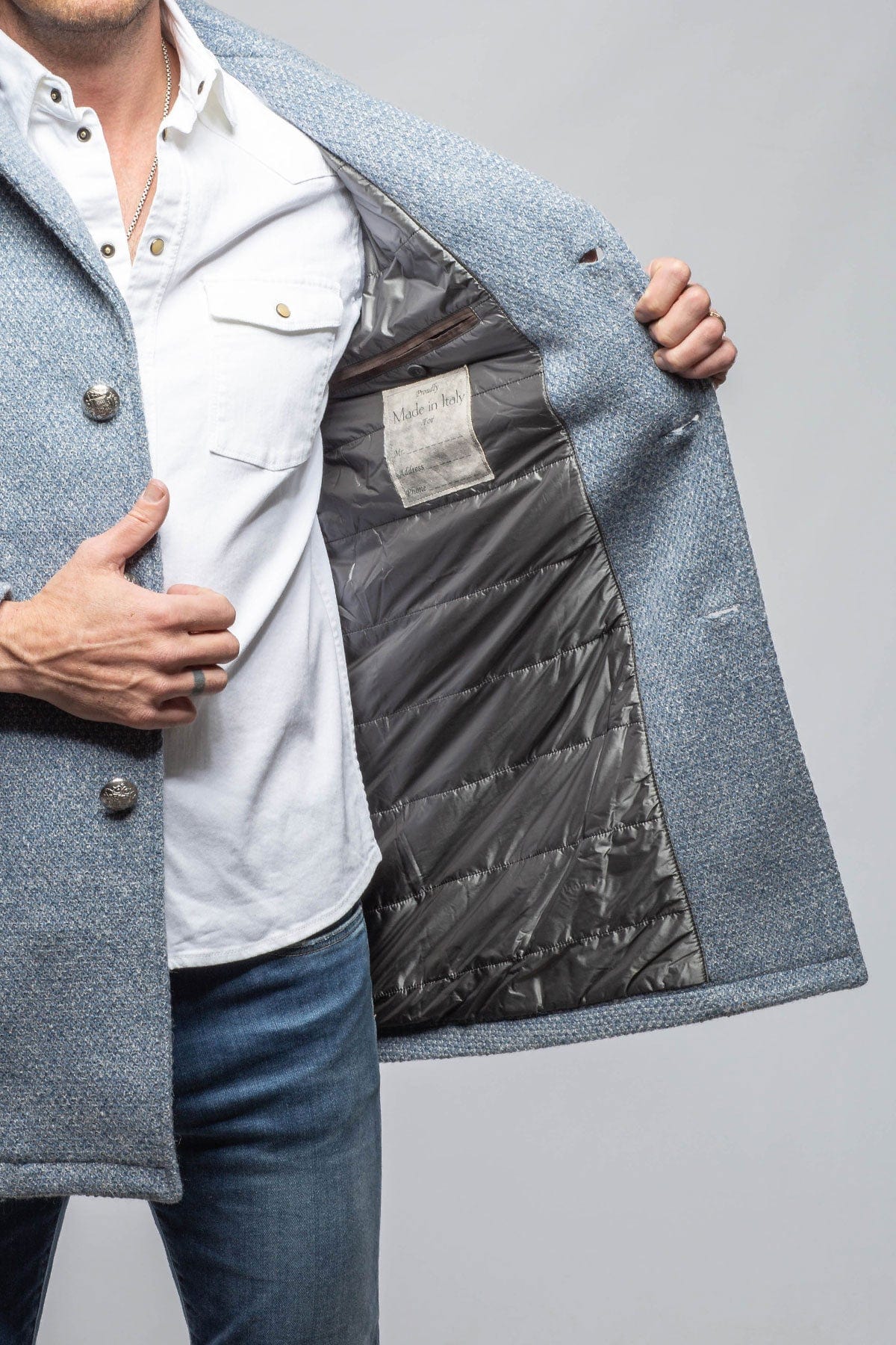 Weyburn Knit Coat In Light Blue - Image 3