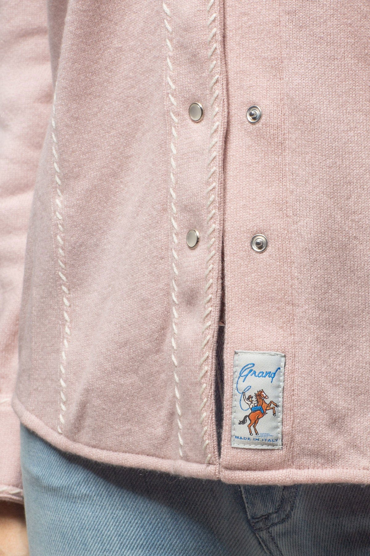Whipstitch Cashmere Western Shirt In Soft Pink - Image 3