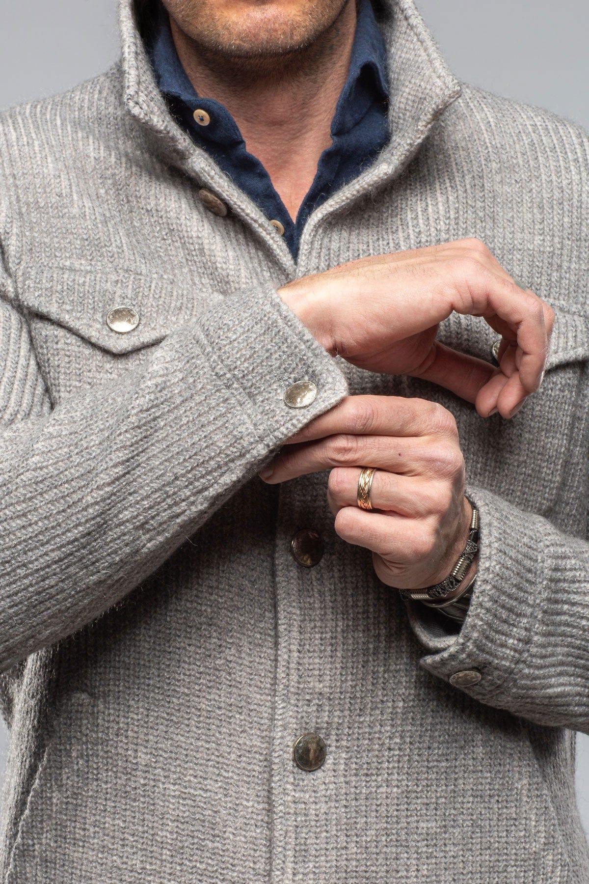 Wrangell Knit Jacket In Light Stone - Image 4