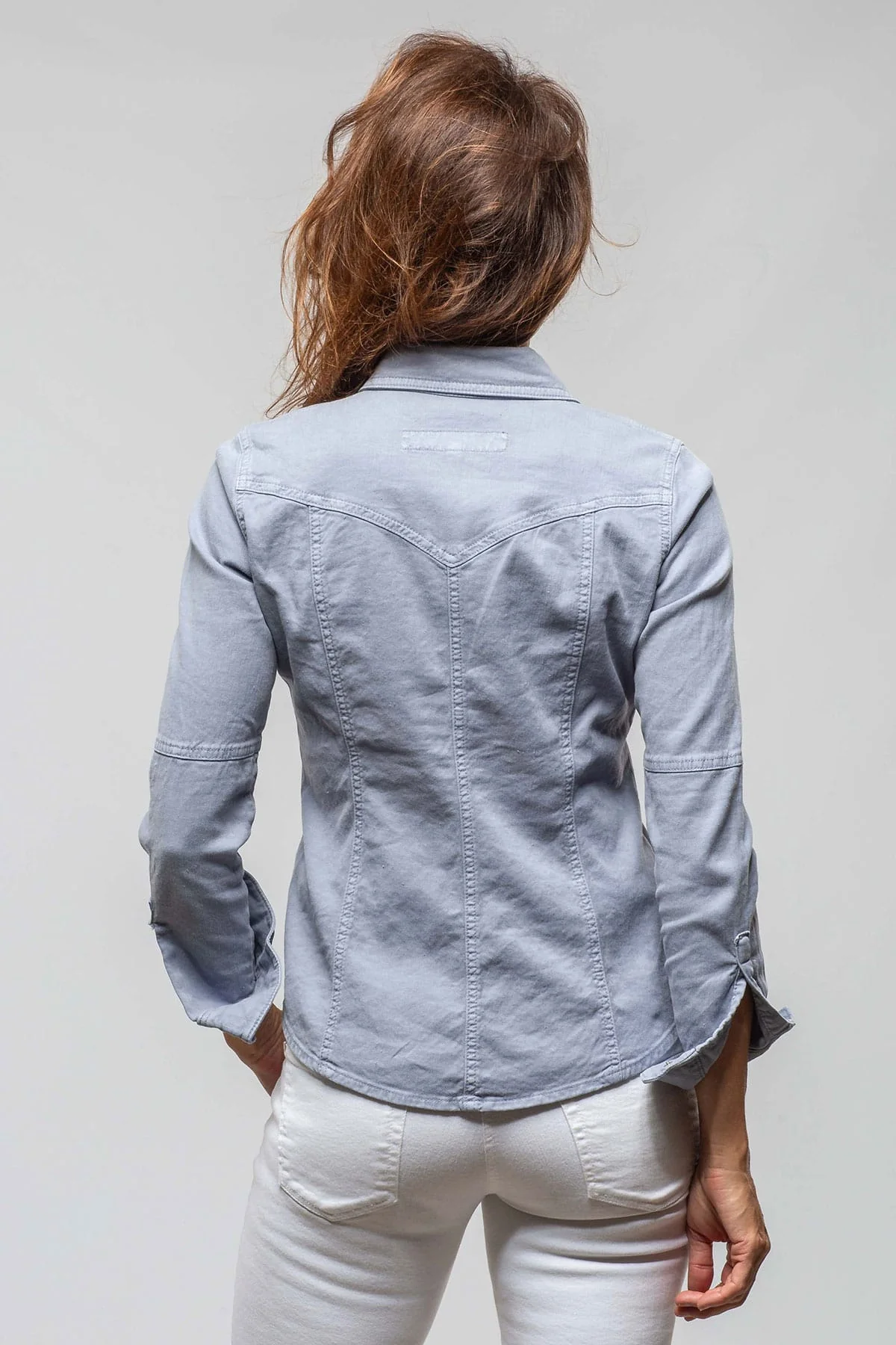 Yarmony Linen-Cotton Snap Shirt In Lavender - Image 6