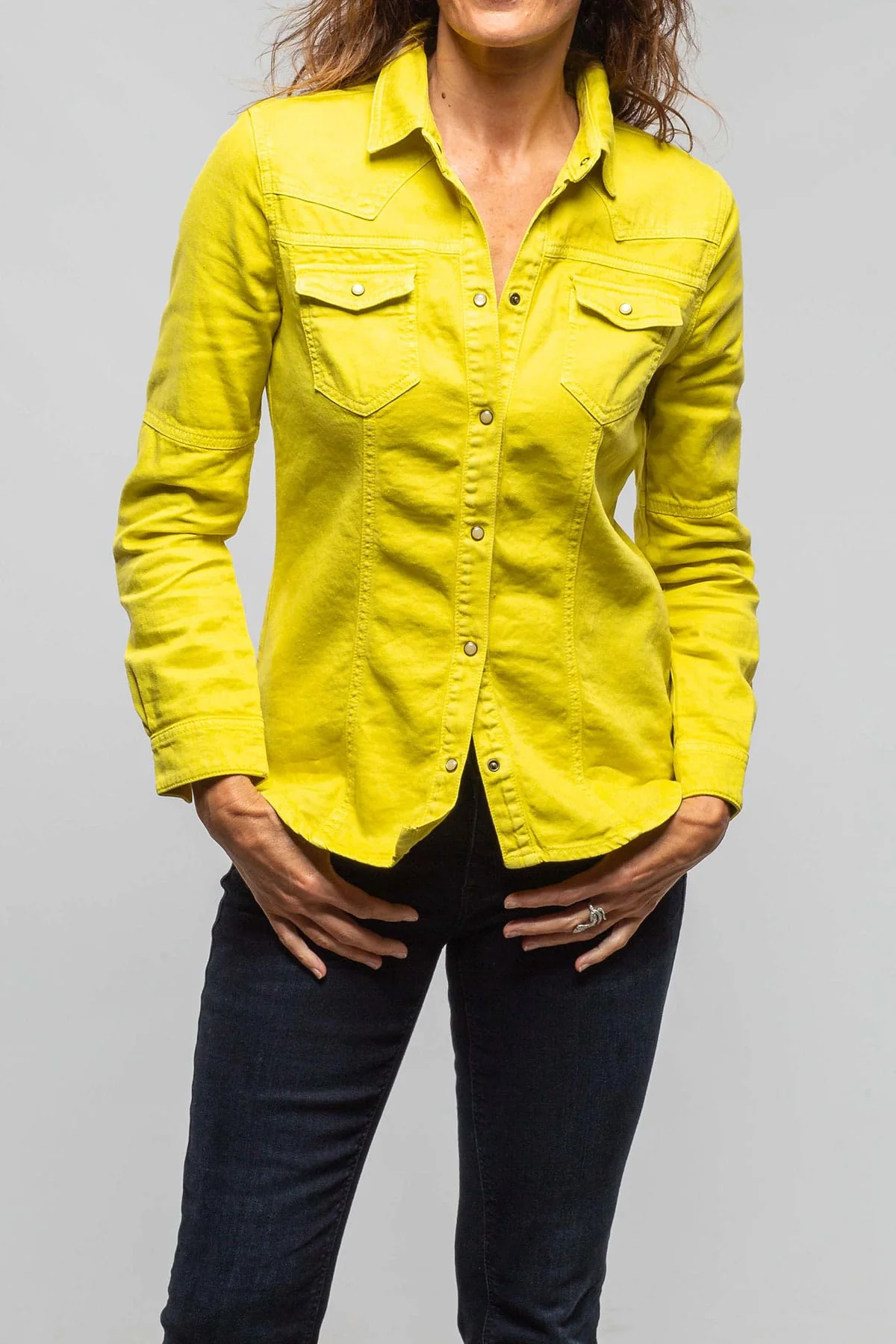 Yarmony Linen-Cotton Snap Shirt In Limone