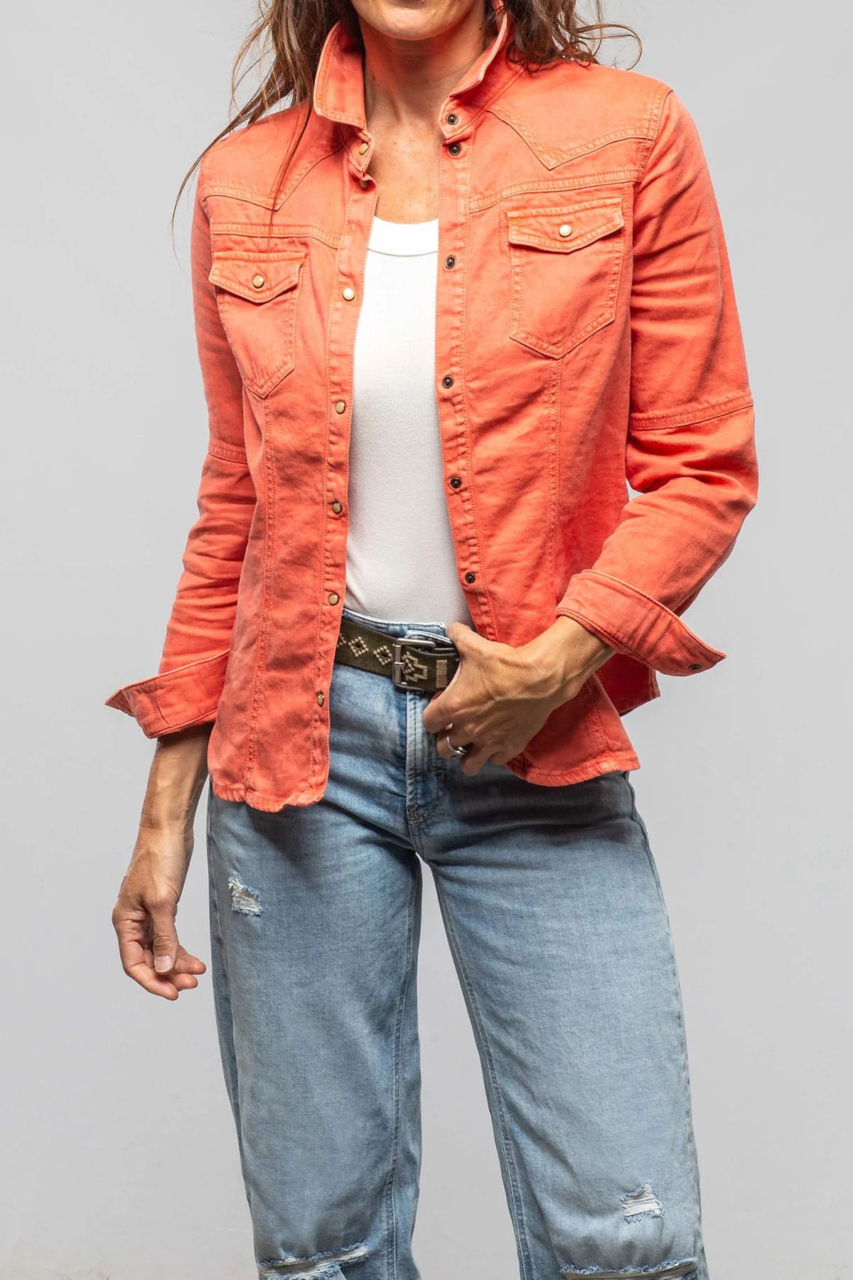 Yarmony Linen-Cotton Snap Shirt In Tropicale - Image 3