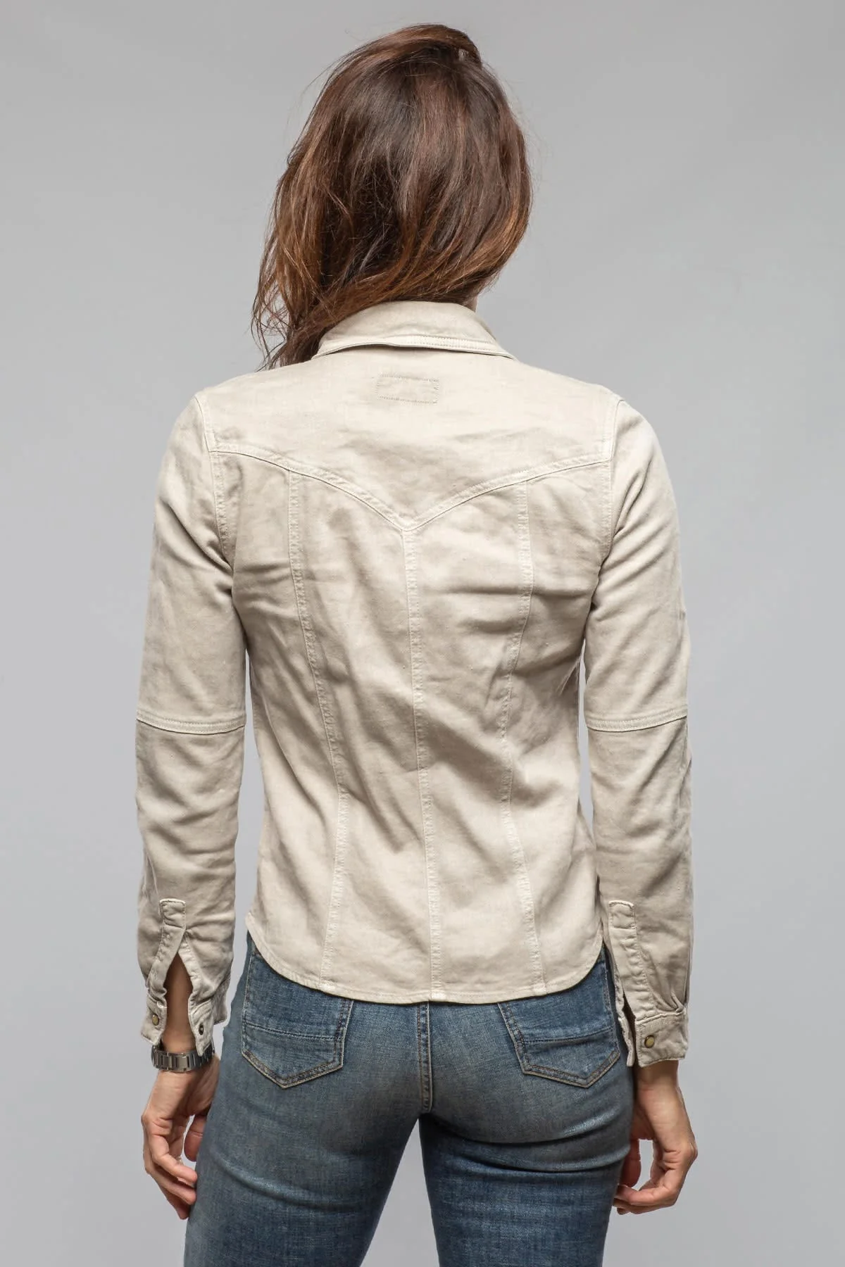 Yarmony Linen-Cotton Snap Shirt In Sasso - Image 4