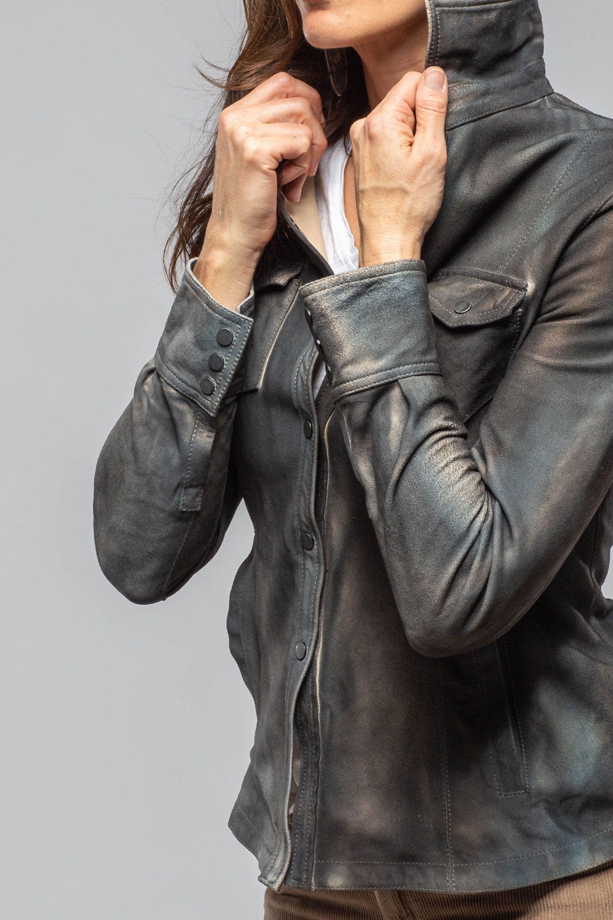 Yarrow Washed Suede Shirt In Charred Wood - Image 5